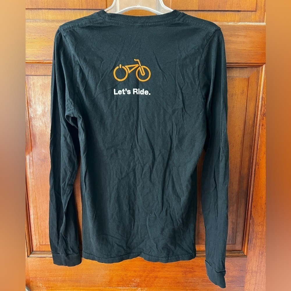 Black Long Sleeve Bike Graphic Tee – Organic Cotton – Size Small - Picture 5 of 5